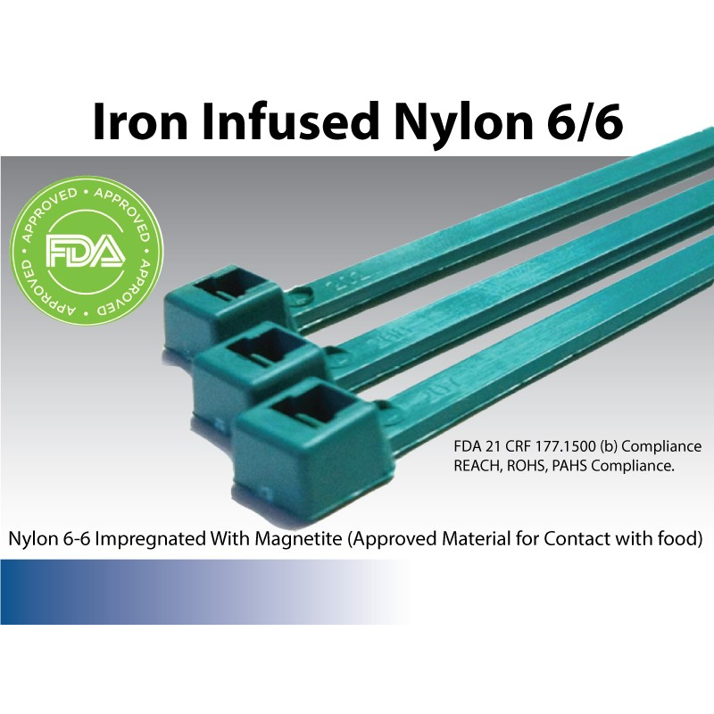 FDA Compliant Metal Detectable Zip Ties - 14
